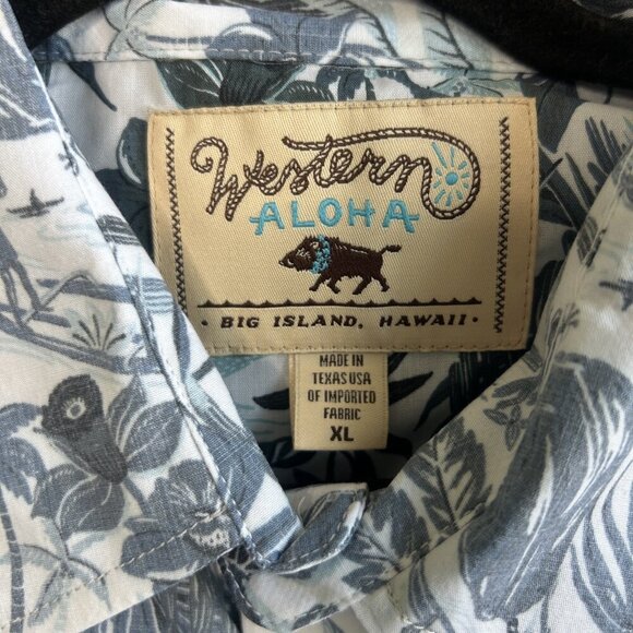 Western Aloha Men's Blue Floral Hawaiian USA Made Short Sleeve Shirt Size XL - Picture 2 of 7